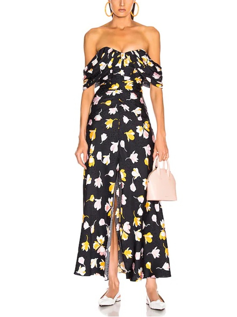 Self Portrait Off-Shoulder Black Floral Dress